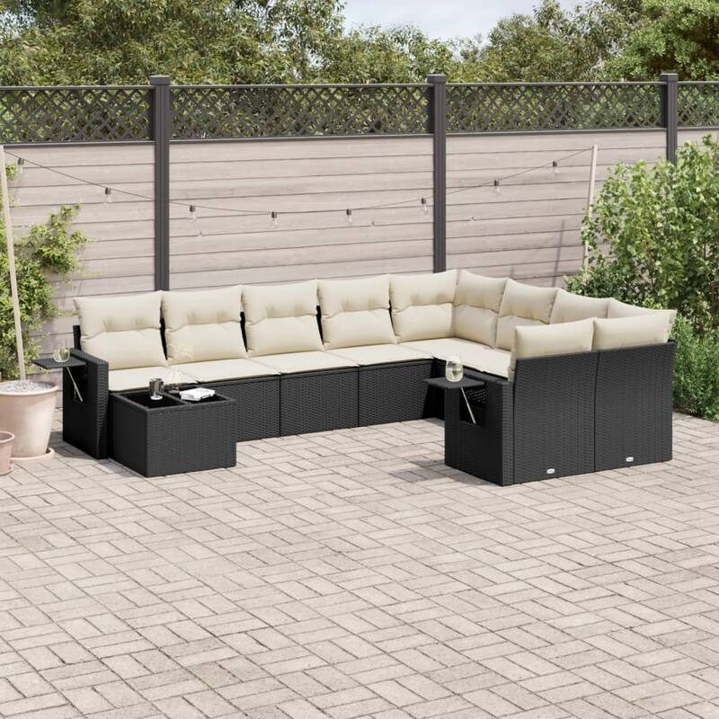 vidaXL Garden Sofa Set Black, Cream white - 21.7 x 21.7 x 14.6