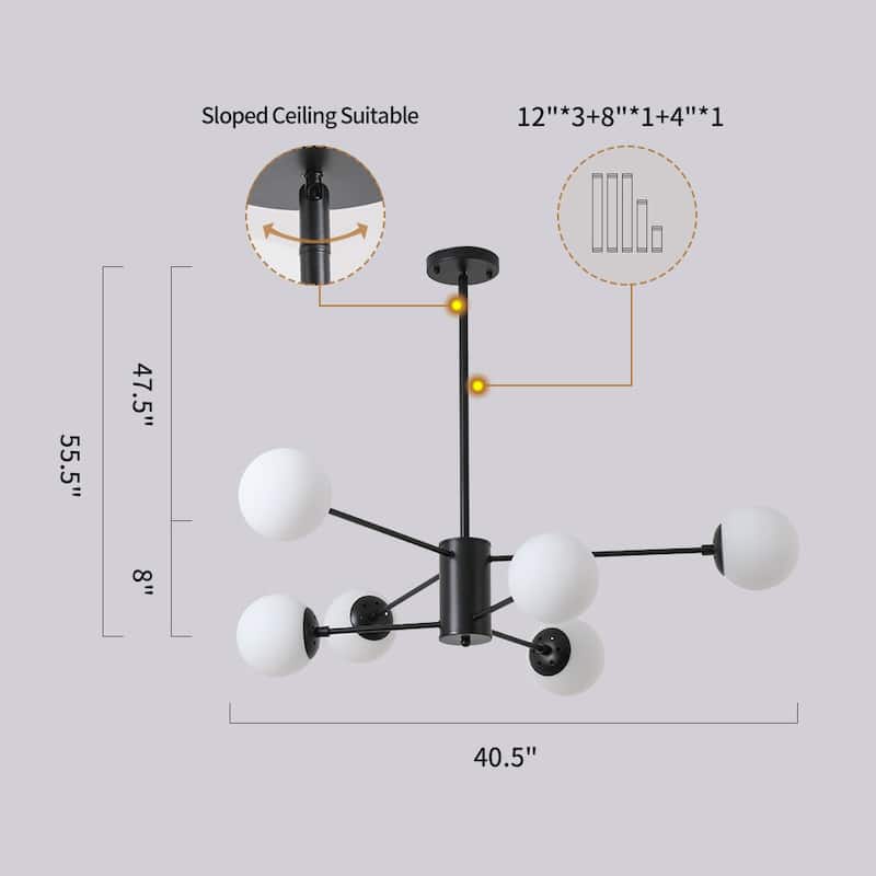 Matte Black 12-light Sputnik Chandelier