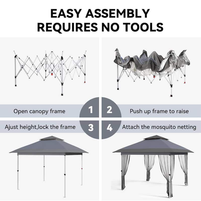 Modern Waterproof 12X12 Ft Instant Pop-Up Gazebo, All-Weather Canopy Tent for Patio, Garden, Backyard, Party - N/A