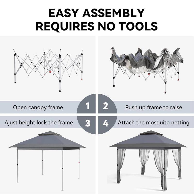 Waterproof 10X10 Ft Instant Pop-Up Gazebo, All-Weather Canopy Tent for Patio, Garden, Backyard, Party - N/A