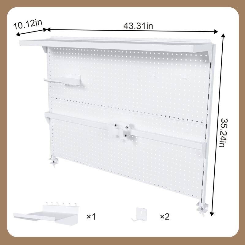 Clamp-On Desk Pegboard with Single Monitor Stand