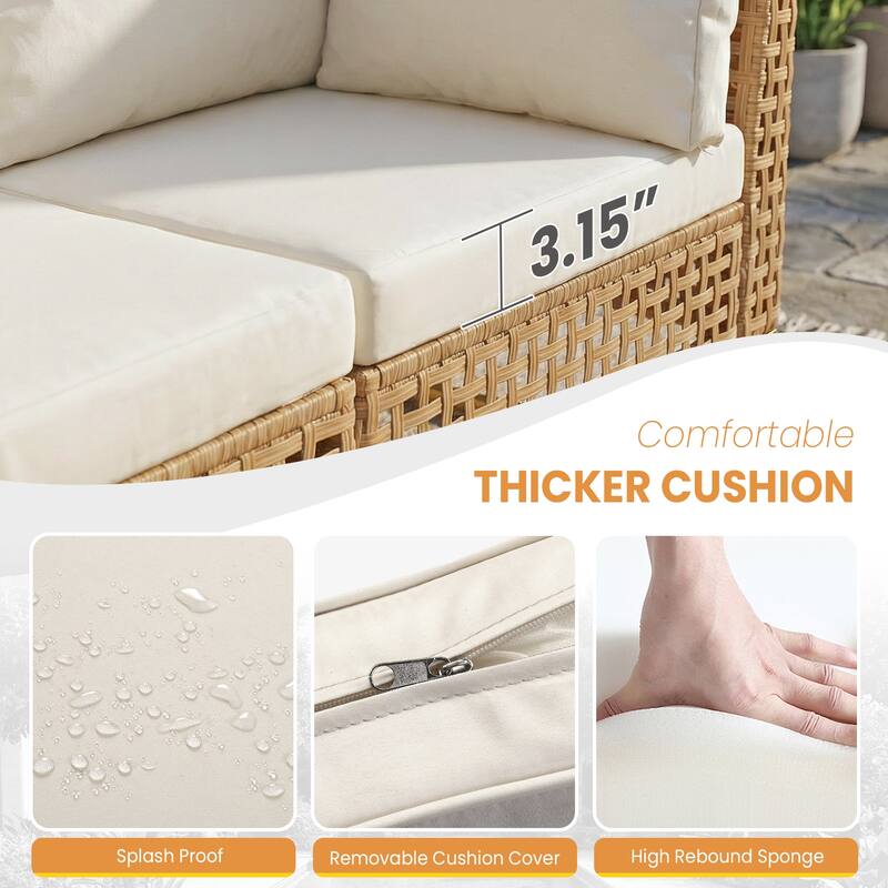 7pcs Wicker Patio Conversation Set Seating