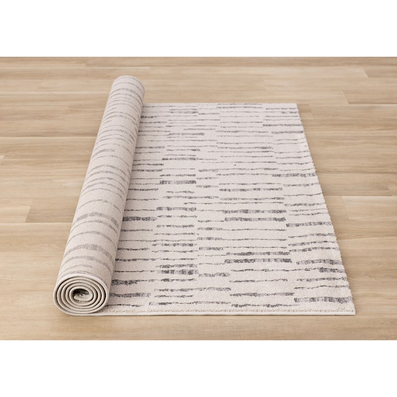 Grey Broken Stripes High Traffic Rug