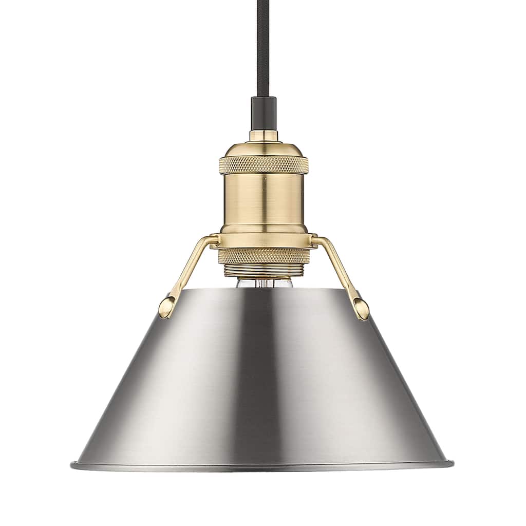 Yep by Golden Lighting Orwell 1-light 8in Pendant in Brushed Champagne Brass and Pewter shade - Gold