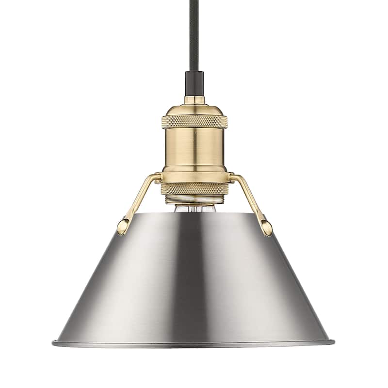 Yep by Golden Lighting Orwell 1-light 8in Pendant in Brushed Champagne Brass and Pewter shade - Gold