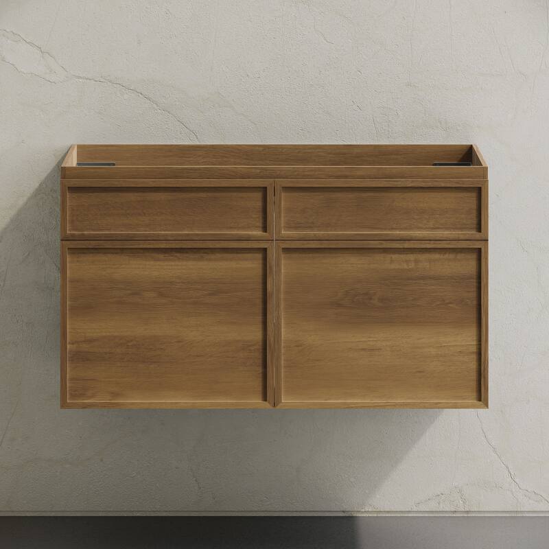 St. Tropez 36" Wall-Mounted Bathroom Vanity Cabinet Without Top In Brown Oak - 36