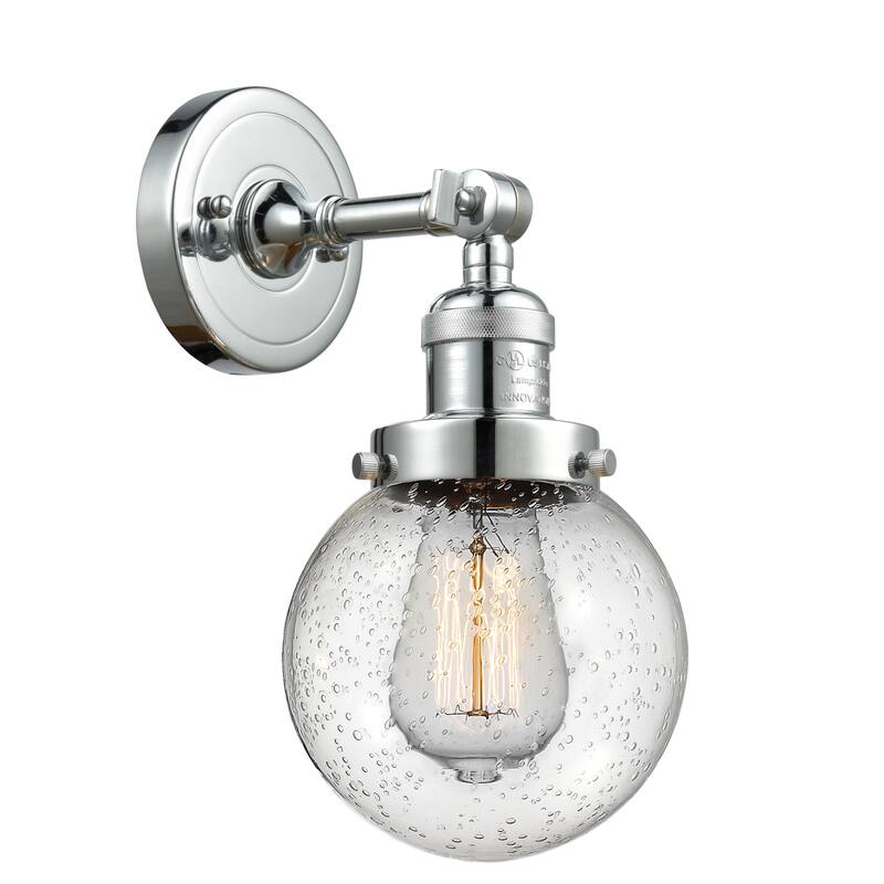 Innovations Lighting Beacon Single Light 12" Tall Bathroom Sconce with - Polished Chrome / Seedy