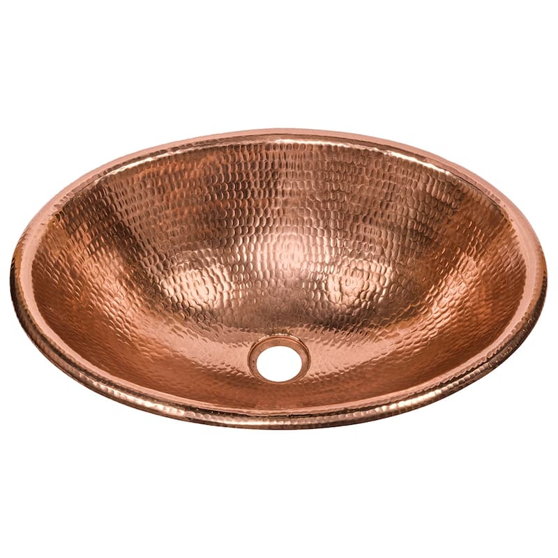 19-in Oval Self Rimming Hammered Copper Bathroom Sink in Polished Copper (LO19RPC)