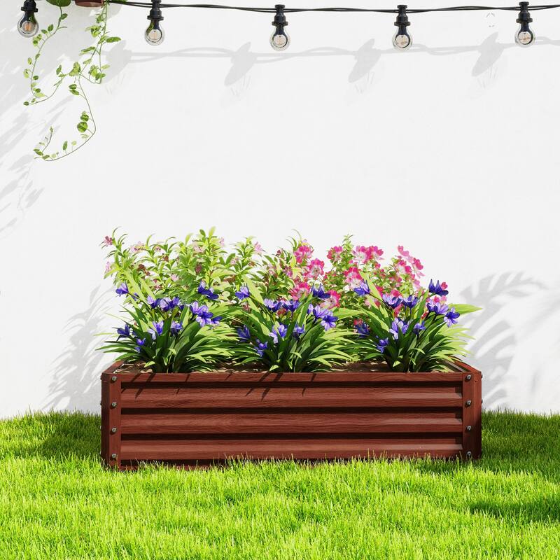 Outsunny Raised Garden Bed Box with Weatherized Steel Frame for Vegetables, Flowers, Plants and Herbs