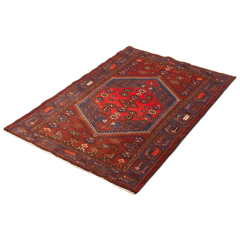 ECARPETGALLERY Hand-knotted Andelz Dark Red Wool Rug - 4' 1" x 6' 3"