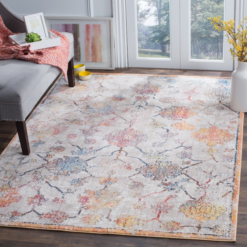 SAFAVIEH Bristol Fatlume Vintage Boho Oriental Polyester Rug - 3' x 5' - Grey/Orange
