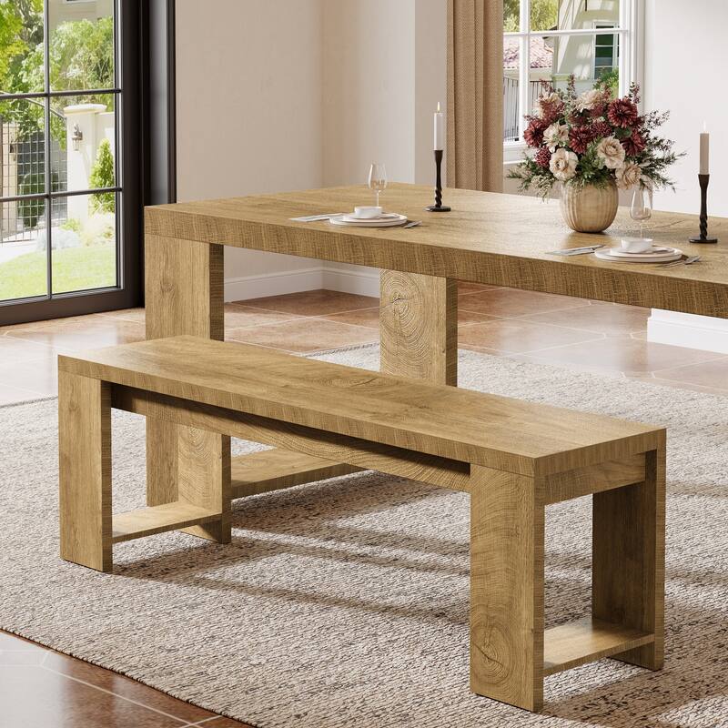 Farmhouse Wooden Entryway Bench, 47.2" Modern Shoe Bench