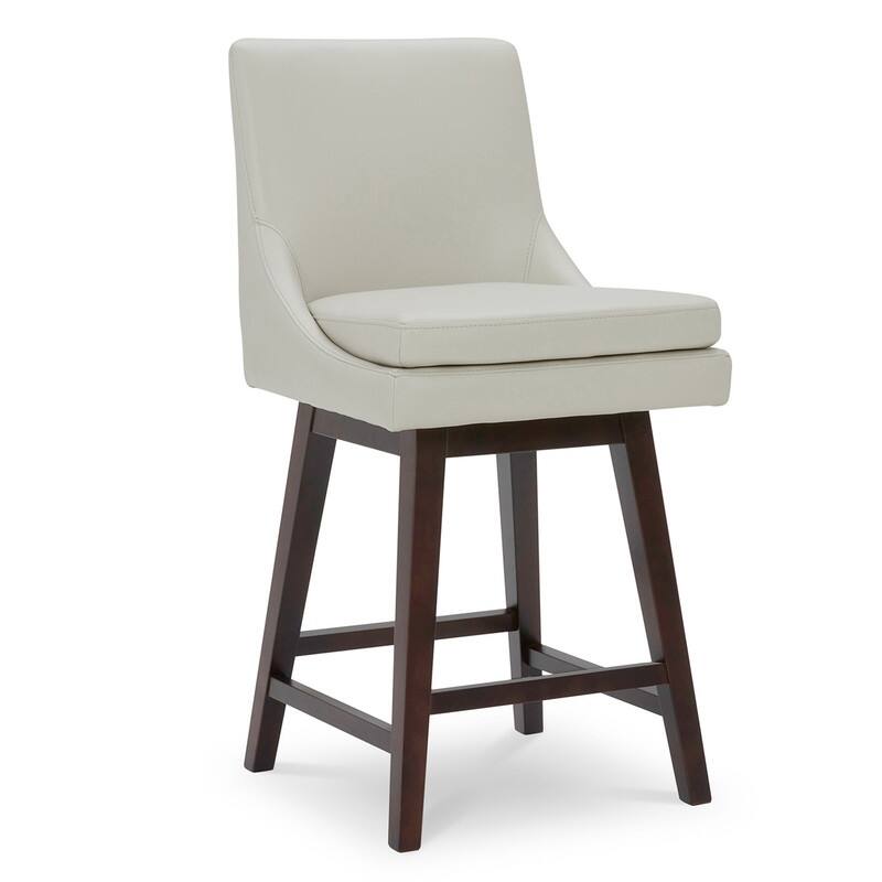 Spruce & Spring Luca Counter Height Swivel Barstool with Solid Wood Legs - Light Grey
