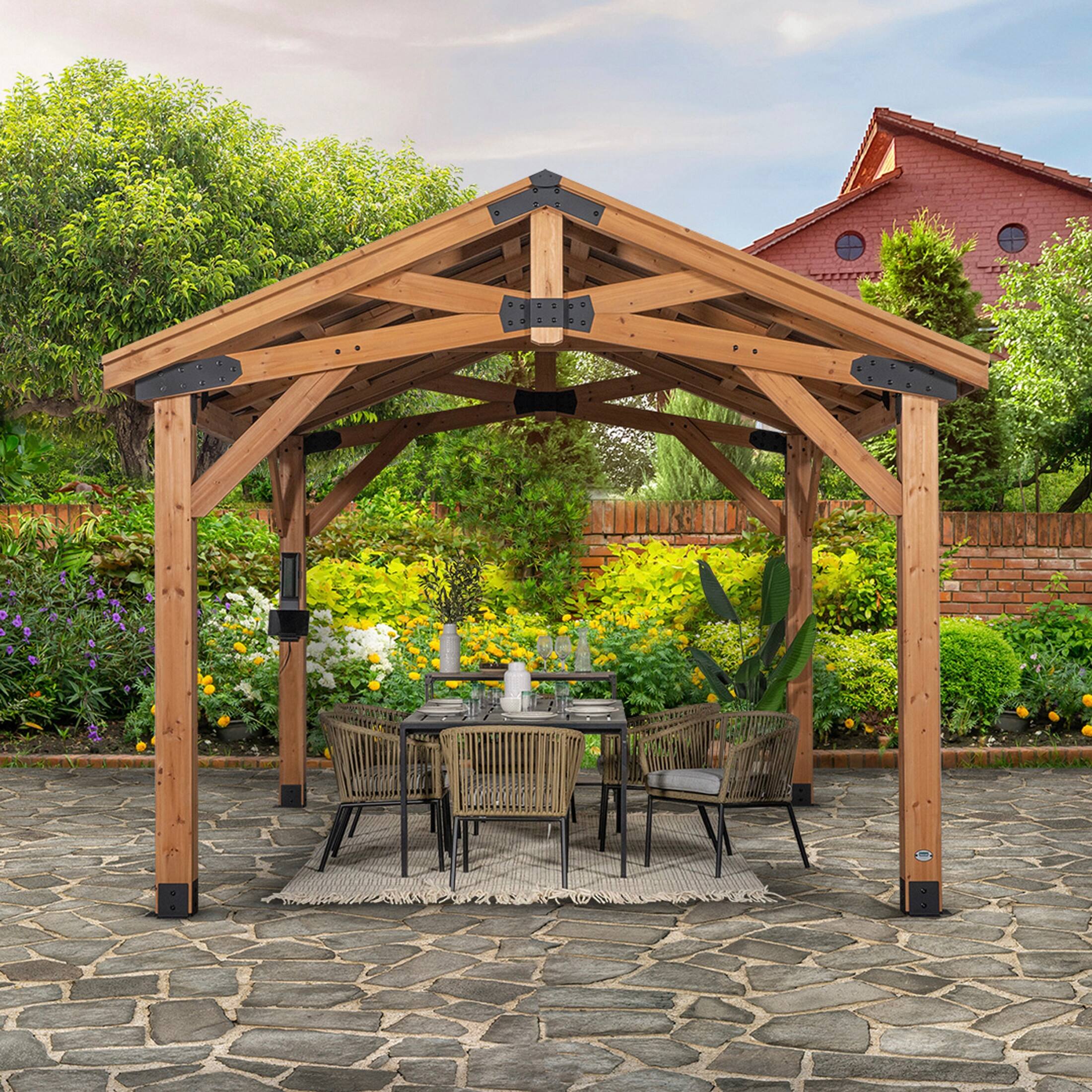 Backyard Discovery Norwood 14x12' Cedar Wood Gazebo with Steel