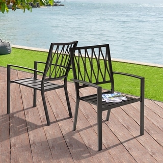 Outdoor 2-Piece Patio Chair Set, Iron Finish, Black with Gold Speckles