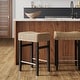 preview thumbnail 1 of 5, Harvey Rattan Bar Stool, Bohemian Counter Height Stool with Woven Seagrass Seat, Solid Wood Legs, and Metal Footrest Single - Seagrass/Brushed Black