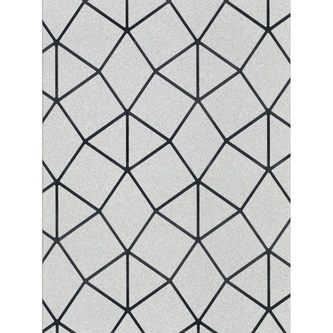Brewster Albion Silver Geometric Wallpaper - 20.5in x 396in x 0.025in