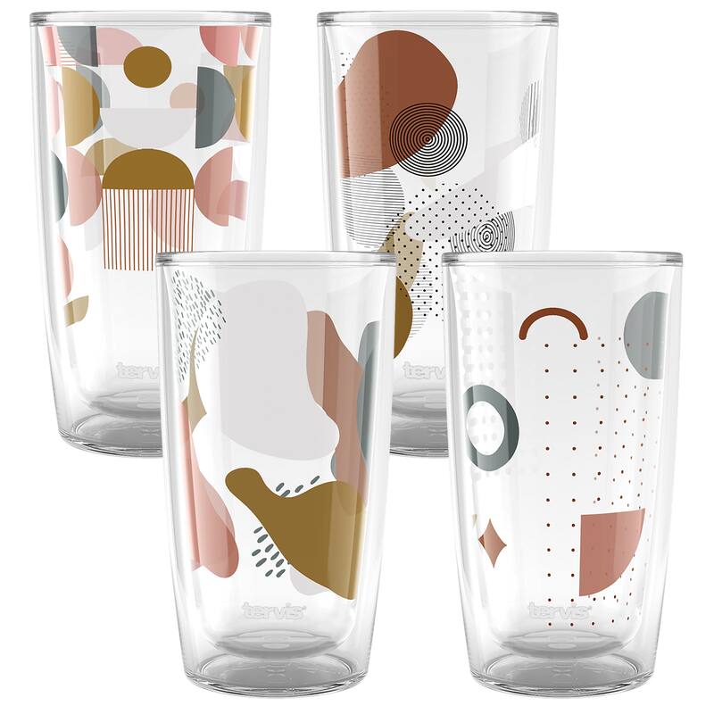 Tervis Mid Mod Jazz Collection Made in USA Double Walled Insulated Travel Tumbler, Assorted - 16oz - 4pk - 16oz - 4pk