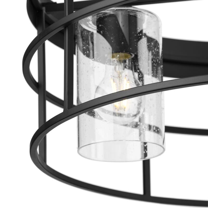 Burgess Collection Four-Light Matte Black Modern Farmhouse Chandelier - 23.75 in x 23.75 in x 9 in