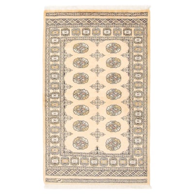 ECARPETGALLERY Hand-knotted Peshawar Bokhara Beige Wool Rug - 3'2 x 5'1