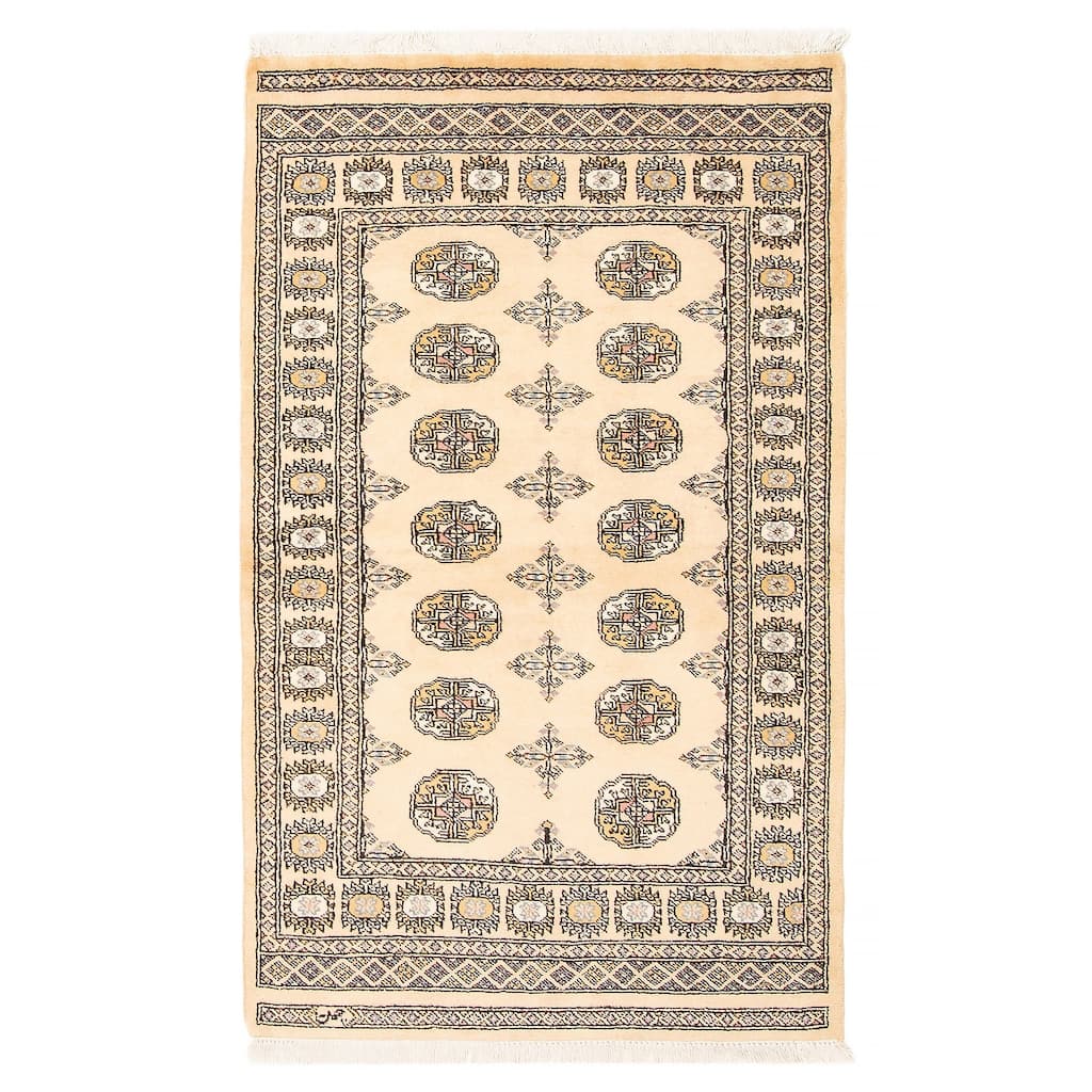 ECARPETGALLERY Hand-knotted Peshawar Bokhara Beige Wool Rug - 3'2 x 5'1