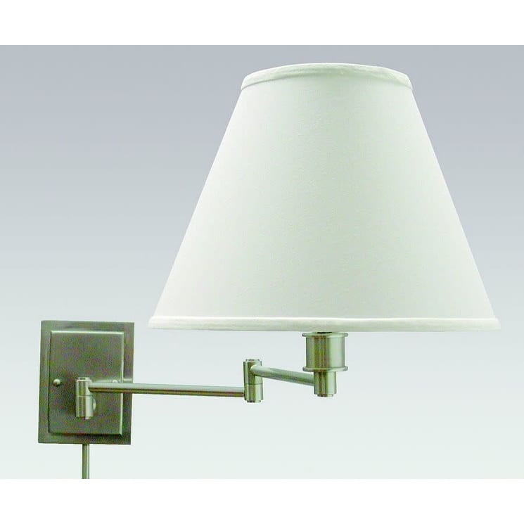House of Troy Swing Arm Wall Sconce from the Wall Swing Arm Lamps - Pewter / Off White Linen