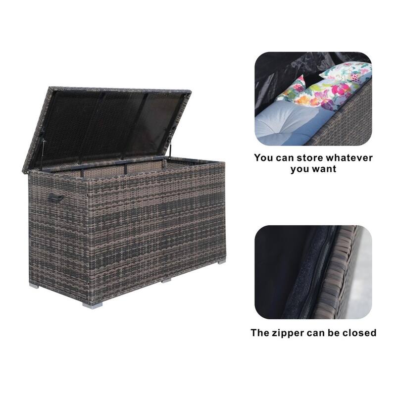 Outdoor Patio Wicker Cushion Storage Box
