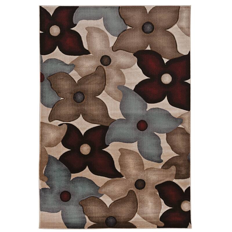 Milan Collection Garnet/Ivory Area Rug - 5' x 7'7"
