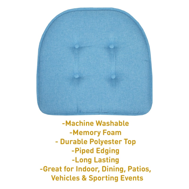 U-Shaped Memory Foam Chair Pad Pairs (Assorted Colors) - 16"x17"