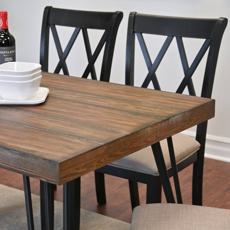 5-Piece Hairpin Leg Dining Table Set with Cross-Back Dining Chairs