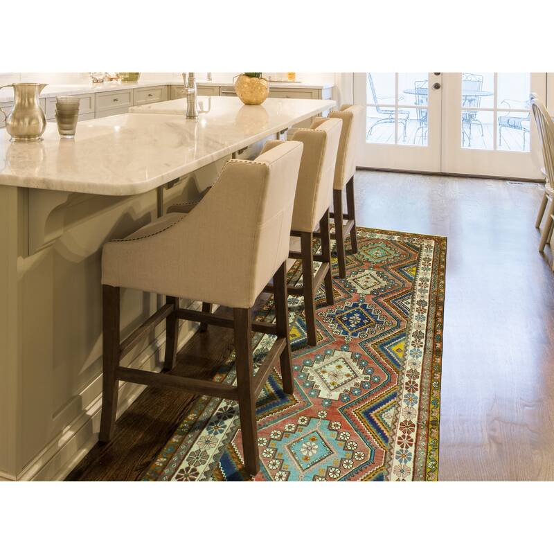 Noori Rug Fine Vintage Distressed Azzam Rust/Ivory Runner - 3'4" x 9'7"