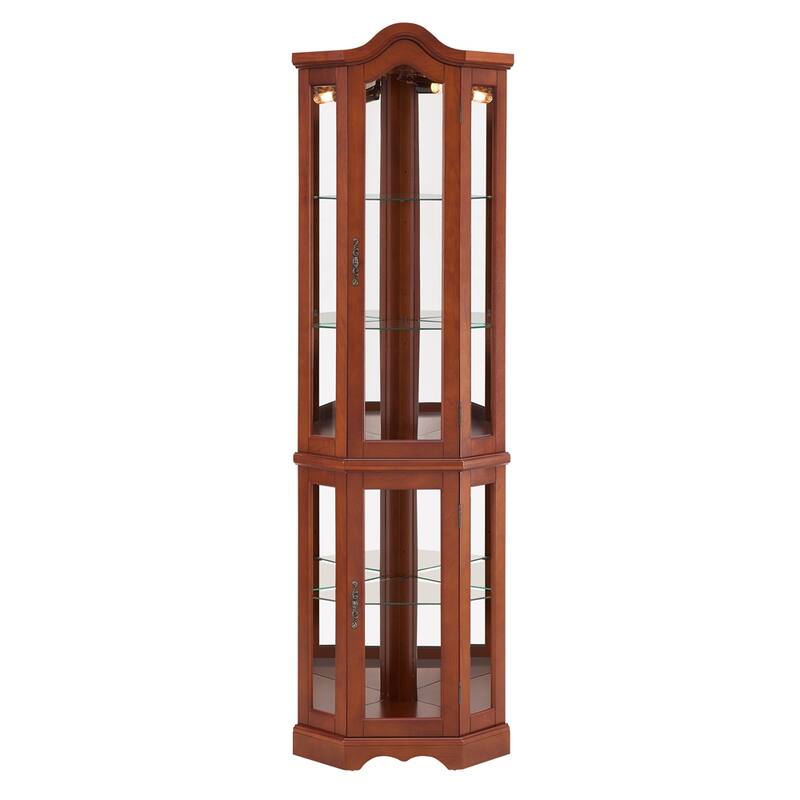 Lighted Display Cabinet with Adjustable Glass Shelves (No E26 Bulb)