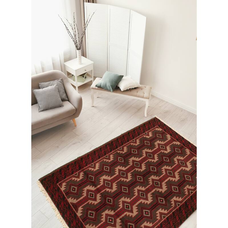 Hand-knotted Herati Red Wool Rug - 3'2" x 5'5"/3'2 x 5'5