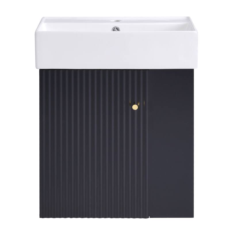 21.6" White Floating Bathroom Vanity - Space-Saving Wall-Mounted Sink Cabinet with Side Storage & Soft-Close Door