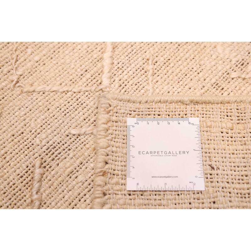 ECARPETGALLERY Flat-Weave Palas Denizli Cream Jute Kilim - 5'1 x 7'11