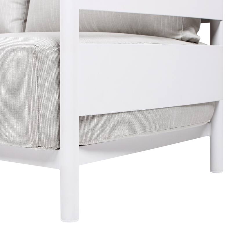 Rhodes Upholstered Teak & Aluminum Outdoor Patio Conversation Set
