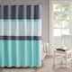 Shane Embroidered and Pieced Shower Curtain by 510 Design - Aqua/Grey