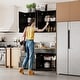 preview thumbnail 5 of 16, Black Cupboard,Wooden Sideboard Buffet Cabinet with Storage,Suitable for Organizing Pantry,Kitchen,Garage