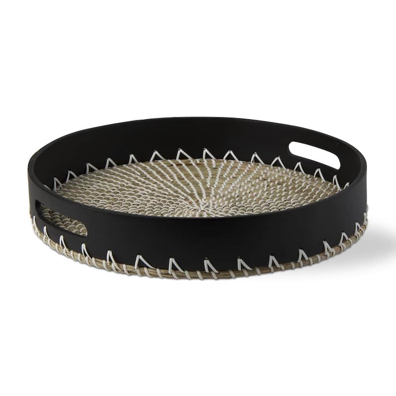 Sierra Serving Tray Round Serving Plate Made Of Handwoven Seagrass And Bamboo - Cream