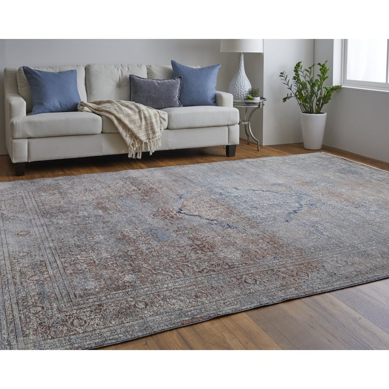 Wehin Power Loomed Floral Traditional Stain Resistant Low Pile Durable Area Rug By HomeRoots - 2' x 3'