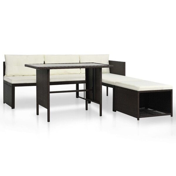 vidaXL 4 Piece Garden Lounge Set Poly Rattan Brown - 73.6" x 49.2" x 26"