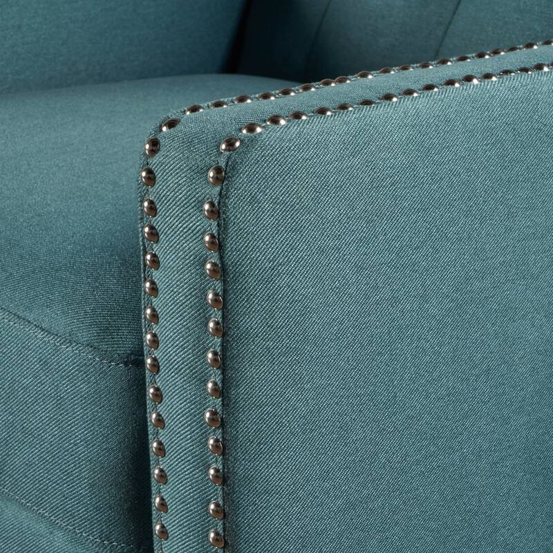 Pushback Recliner Chair, Fabric Armchair Push Back Recliner with Rivet Trim, Mid Century Tufting Accent Chair for Living Room