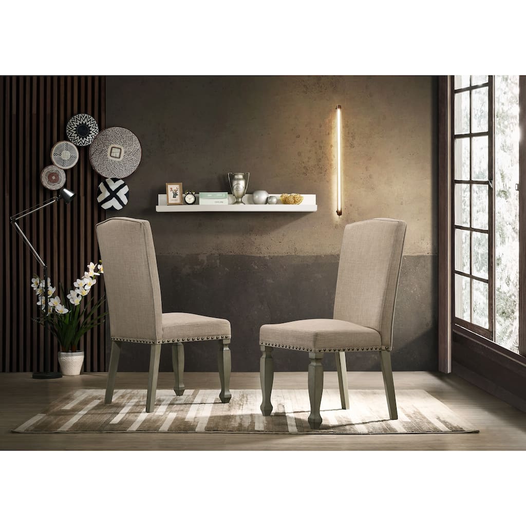 Modern 2 Piece Solid Wood Dining Chair with Nail Head, Cushion and Backrest for Dining Room Kitchen Bedroom Living Room