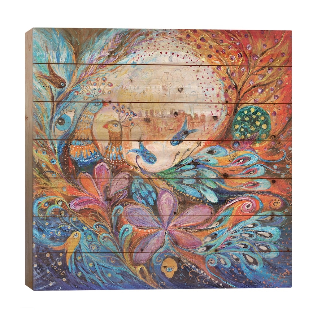 The Walls Of Safed Print On Wood by Elena Kotliarker - Multi-Color
