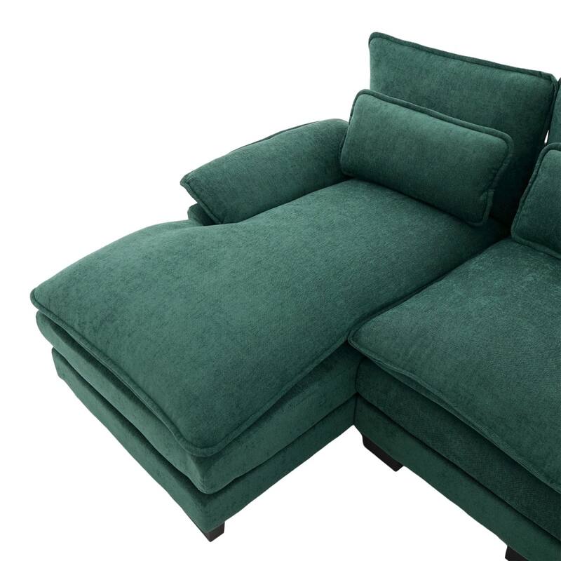 107.87" Modular Chenille Comfy Sectional Cloud Sofa with Double Chaise