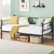 preview thumbnail 16 of 24, Heavy Duty Metal Daybed With Trundle Platform Sofa Bed for Bedroom Black - Twin