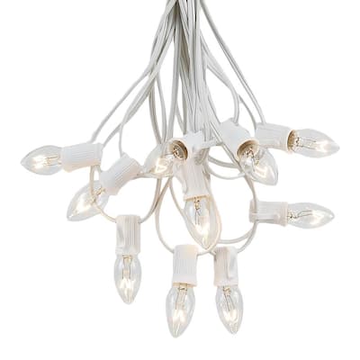 25 Foot C7 Twinkle Christmas Light Set, Hanging String Lights, White Wire