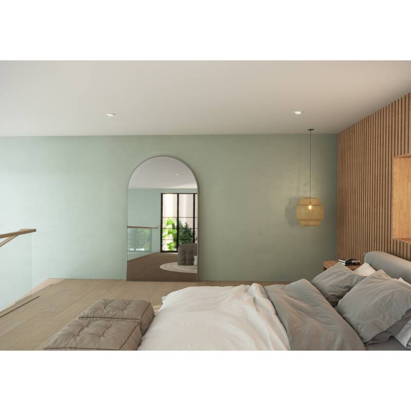 Glass Warehouse Large Arch Shape Stainless Steel Framed Mirror