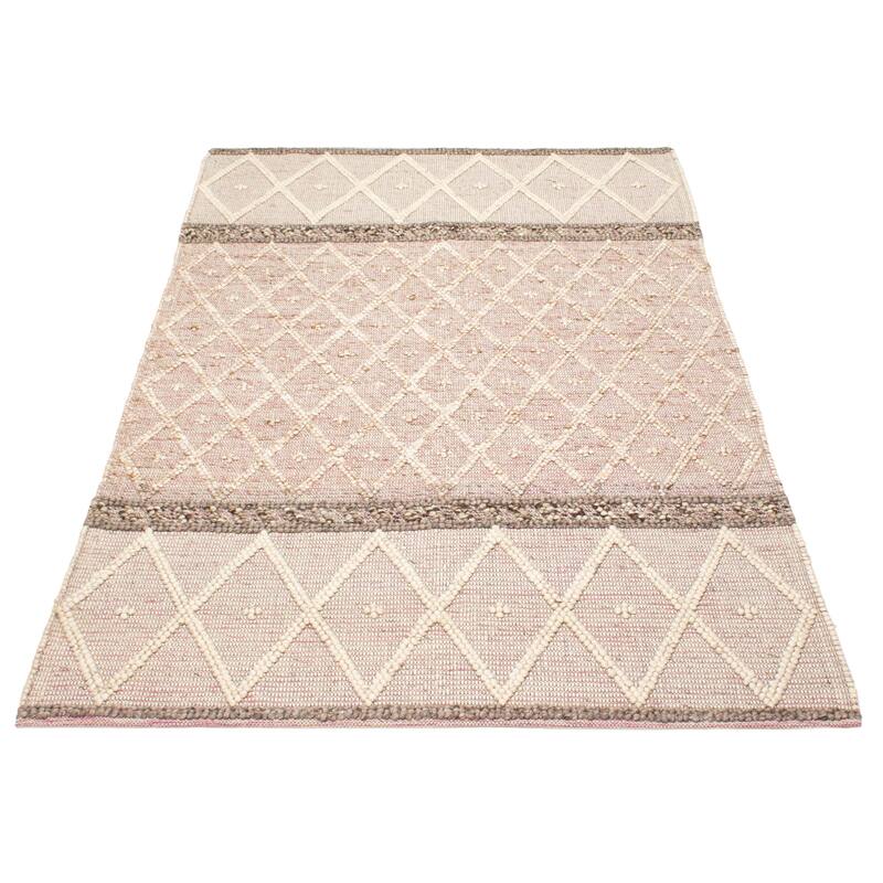 ECARPETGALLERY Braid weave Sienna Khaki, Pink Wool Rug - 6'2 x 9'1