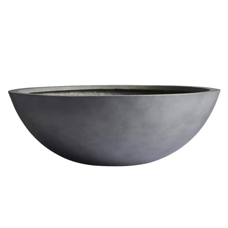 DreamPatio Los Angeles 1-piece Fiberstone Succulent Bowl Planter - 23.5x23.5x8 - Grey